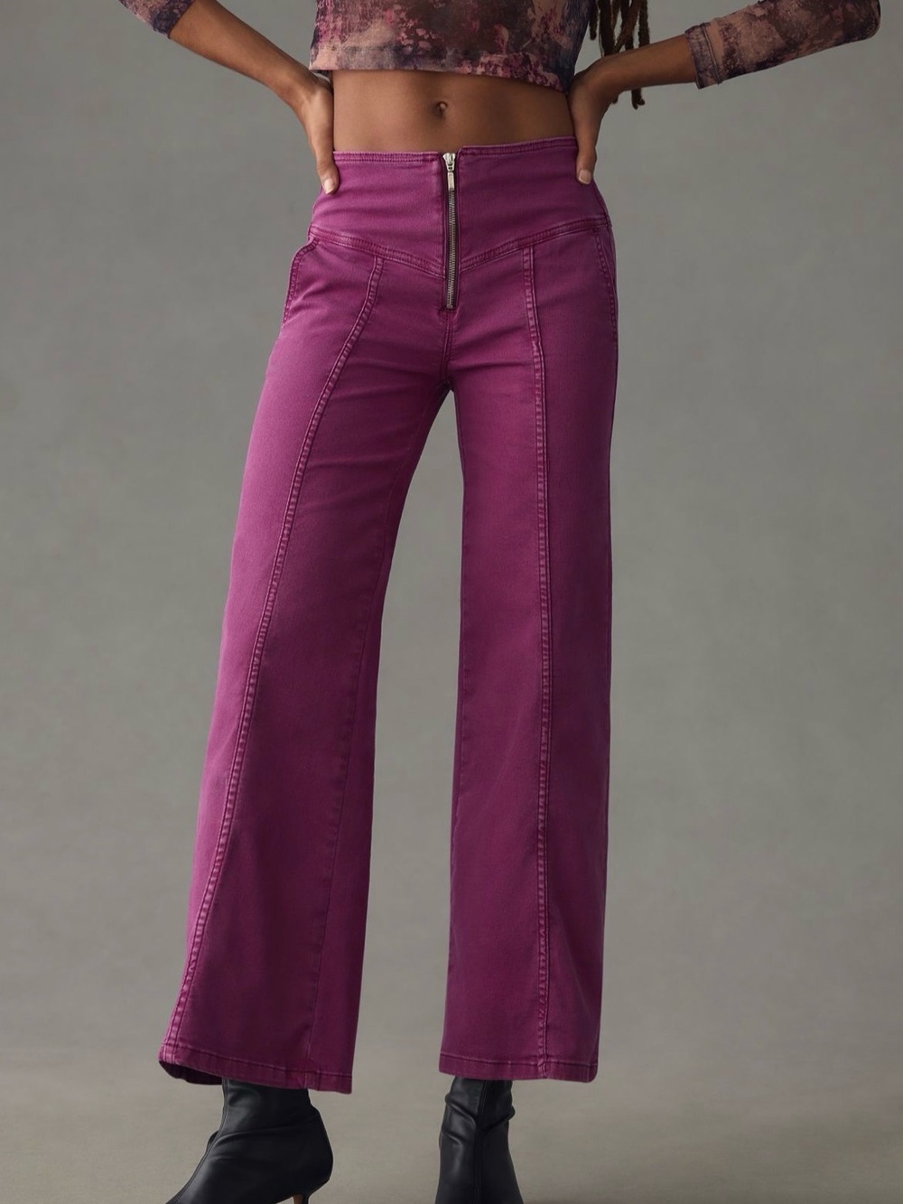 Anthropologie Plum Purple A-Line Flared Pants